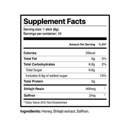 True Nutra Pure Himalayan Shilajit Honey Sticks with Raw Organic Honey Fulvic Acid 85+ Essential Minerals Fast Absorbing Long Lasting 10 Sticks (Copy)